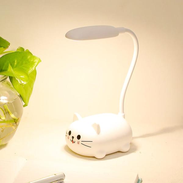 Mini Cartoon Cat LED Eye Protection Reading Lamp USB Rechargeable Desk Lamp