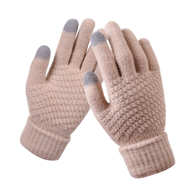 Jacquard Thick Warm Touch Screen Gloves for Women