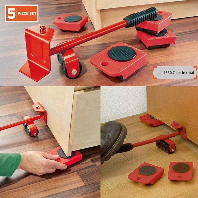 5 Pcs Furniture Lifter Movers Tool Set, Heavy Duty Furniture Mover with 4 Move Rollers