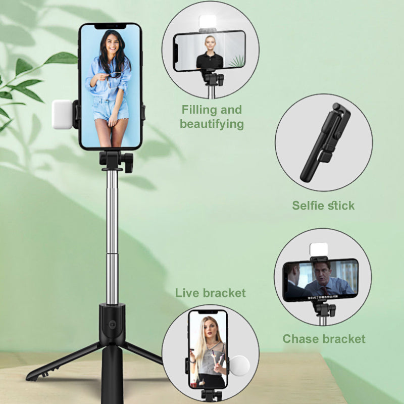 6 In 1 Expandable Wireless Bluetooth Remote Fill Light Mini Tripod Selfie Stick