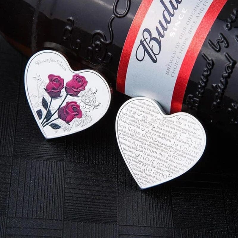 Love Gift🎁Rose Heart-Shaped Commemorative Coin