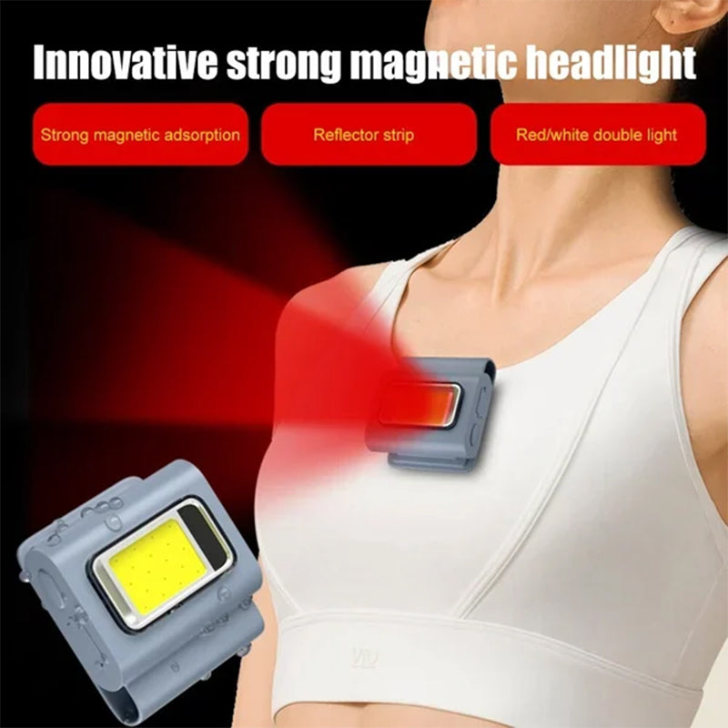 Running Light, Safety Light with Strong Magnetic Clip & Reflective Headband