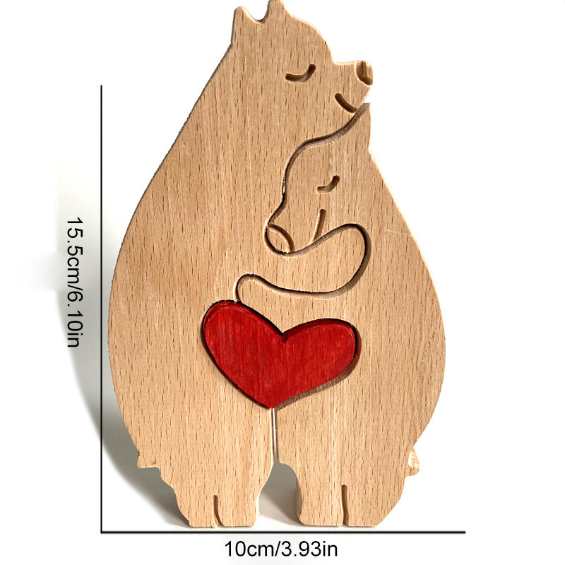 Cute Animal Family Ornament, Wooden Puzzle Figurine - 🎁Love Gift