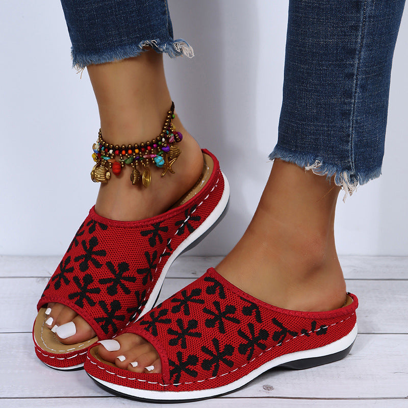 Retro Hollow Flower Wedge Sandals