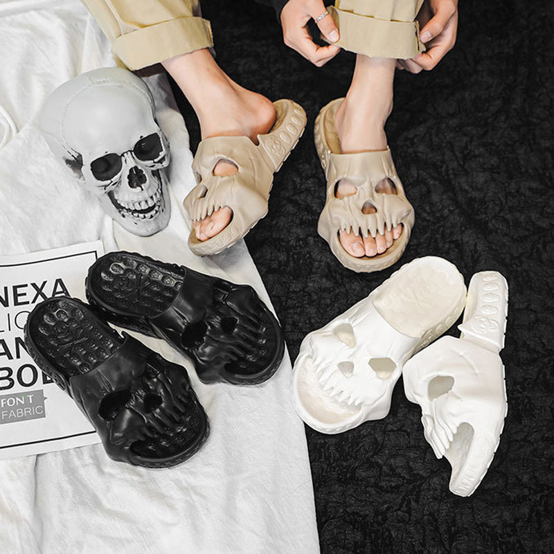 Skull Design Single Band Slippers for Men