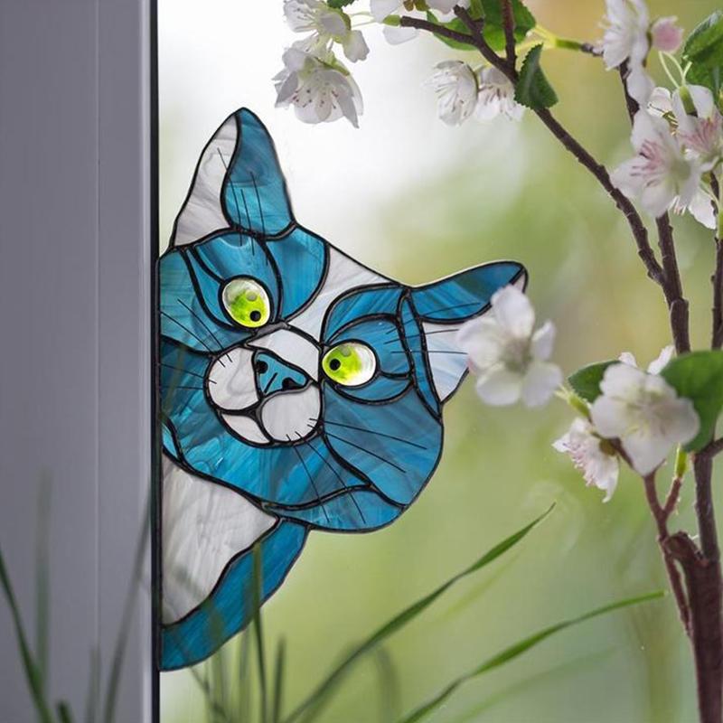 😻Handmade Stained Cat Suncatcher for Glass Window