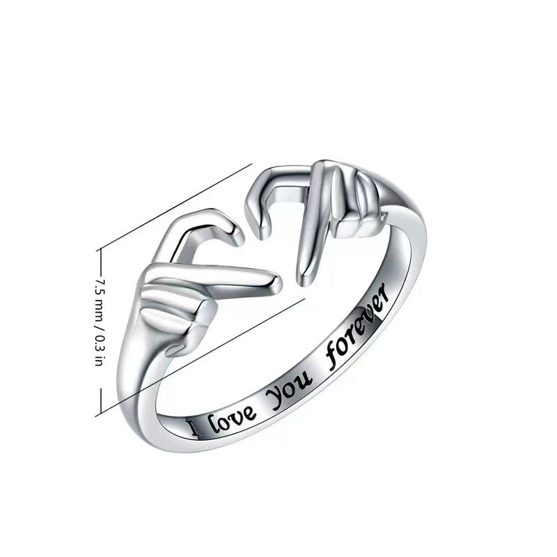 ‘I Love You Forever’ Heart Couple Ring