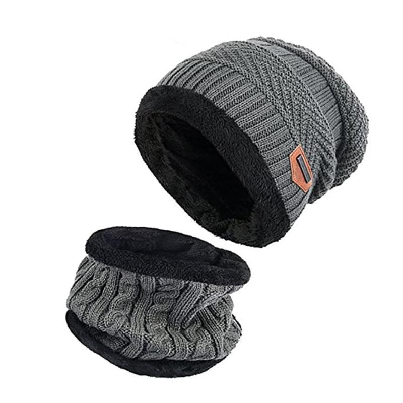 Warm Beanie Cap With Scarf Unisex