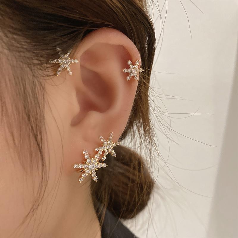 Snowflake Ear Cuffs No Piercing Clip Earrings