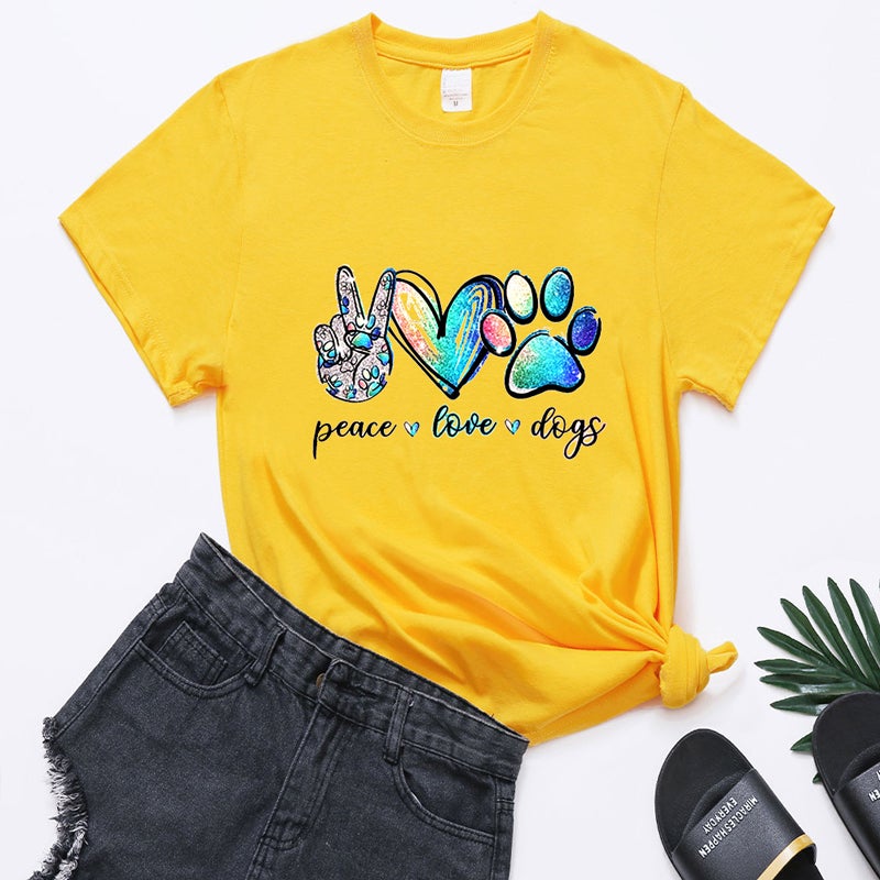 Peace, Love & Paws - CVC Short Sleeve T-Shirt for Dog Lovers