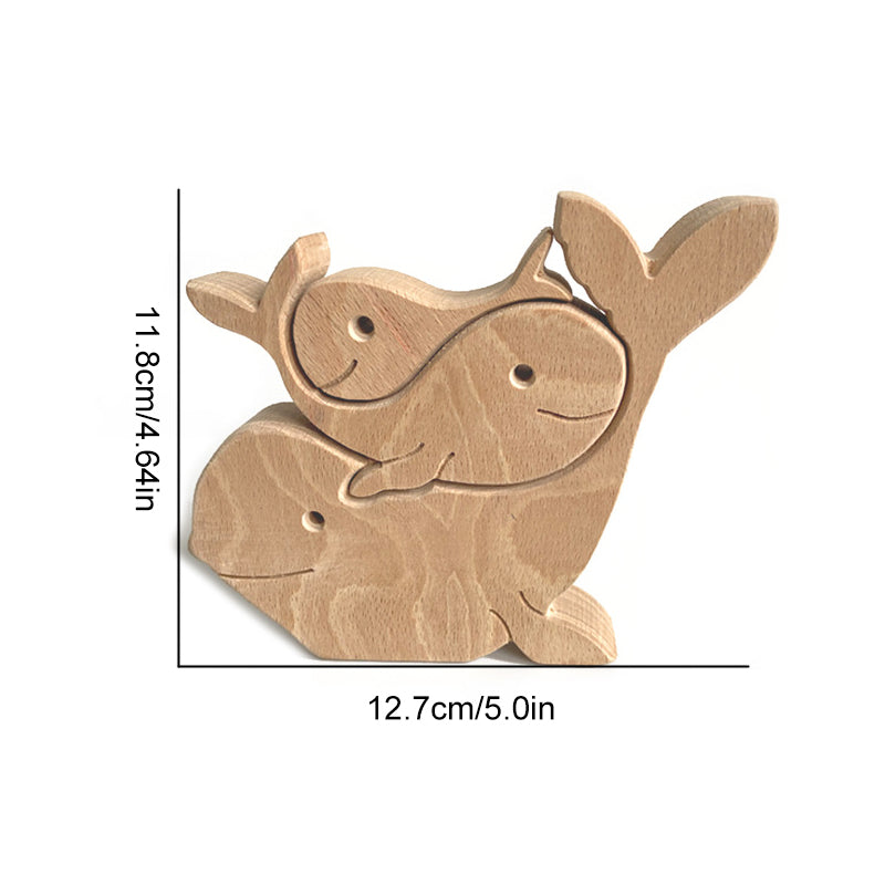 Cute Animal Family Ornament, Wooden Puzzle Figurine - 🎁Love Gift