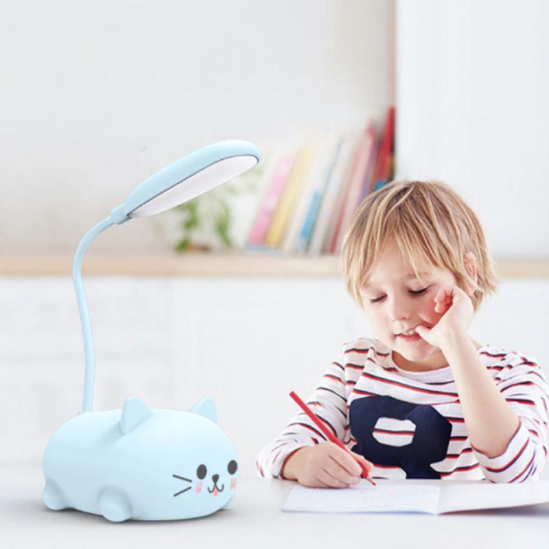 Mini Cartoon Cat LED Eye Protection Reading Lamp USB Rechargeable Desk Lamp