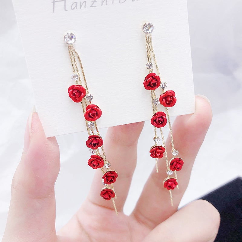 Rose Flower Drop Earrings