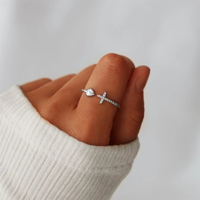 Gift To My Love - Pray Through It Cross & Heart Adjustable Ring