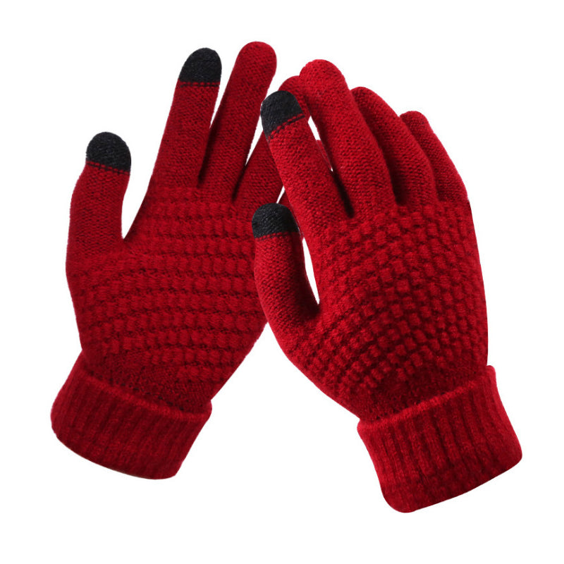 Jacquard Thick Warm Touch Screen Gloves for Women