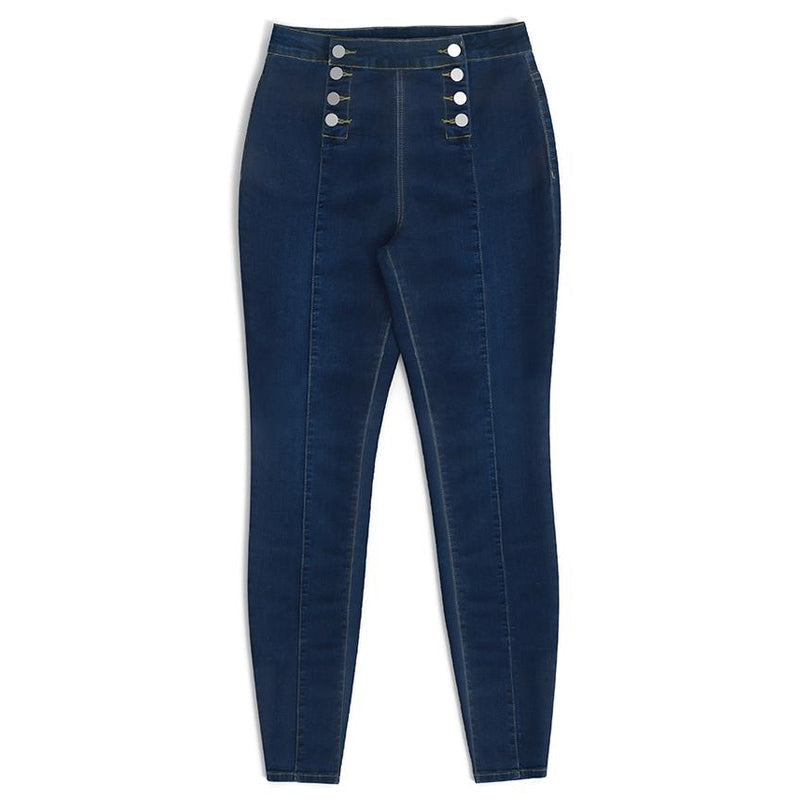 Double Breasted High Waist Skinny Jeans