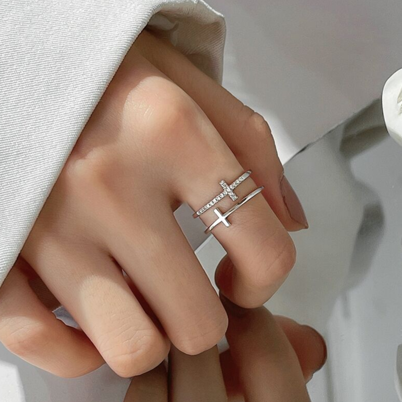 Pray Through It Double Cross Double-layer Ring