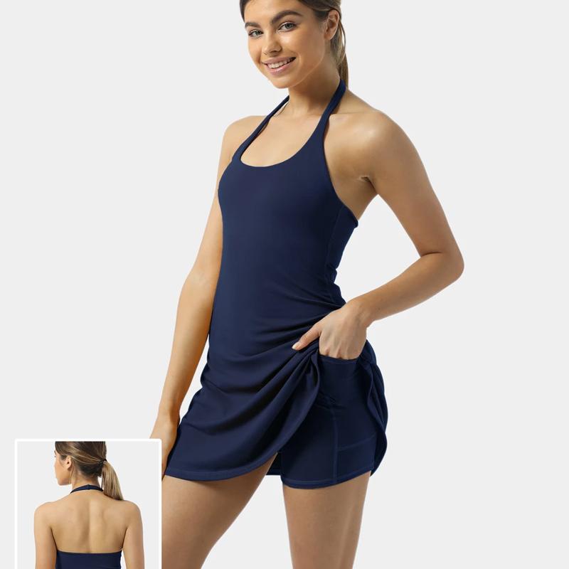 2-in-1 Women's Sleeveless Exercise Tennis Dress with Built