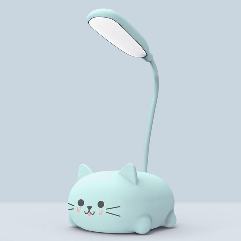 Mini Cartoon Cat LED Eye Protection Reading Lamp USB Rechargeable Desk Lamp