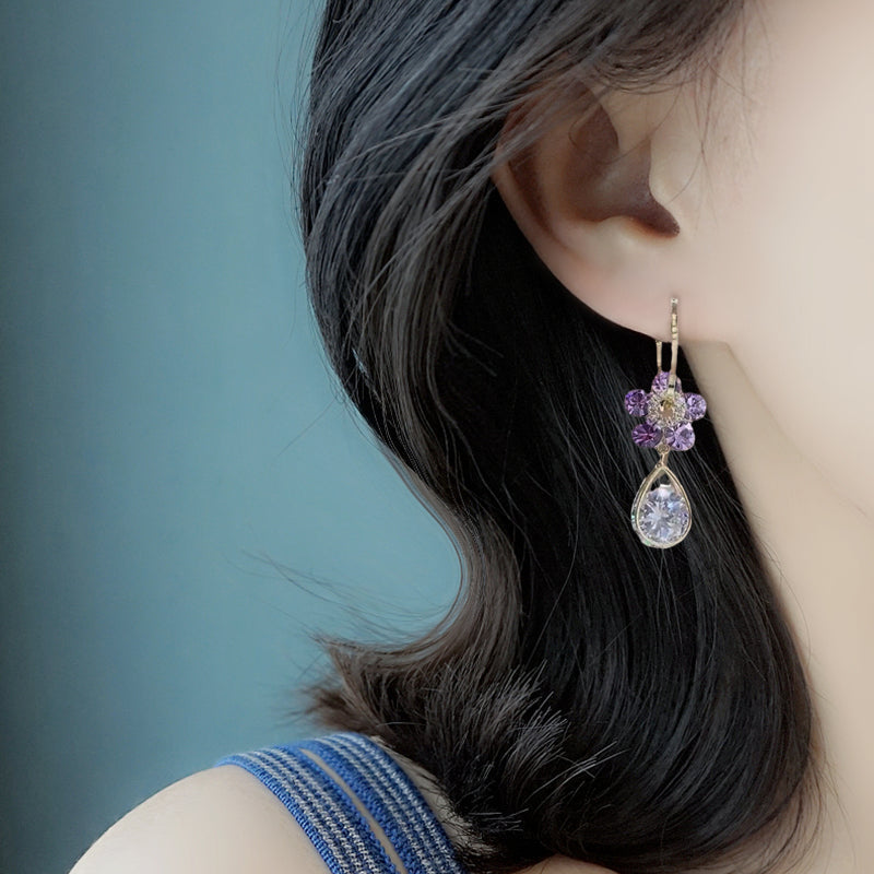 Fashion Flower Crystal Earrings