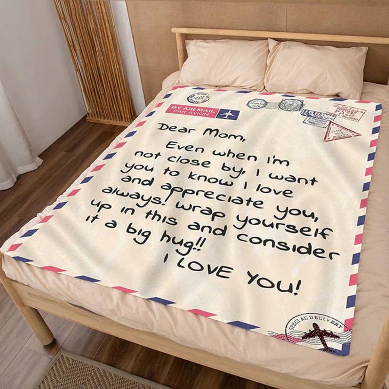 Letter Printed Flannel Throw Blanket Gift for Mom