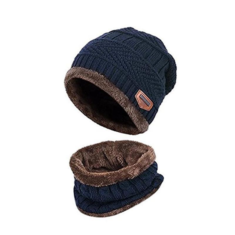 Warm Beanie Cap With Scarf Unisex