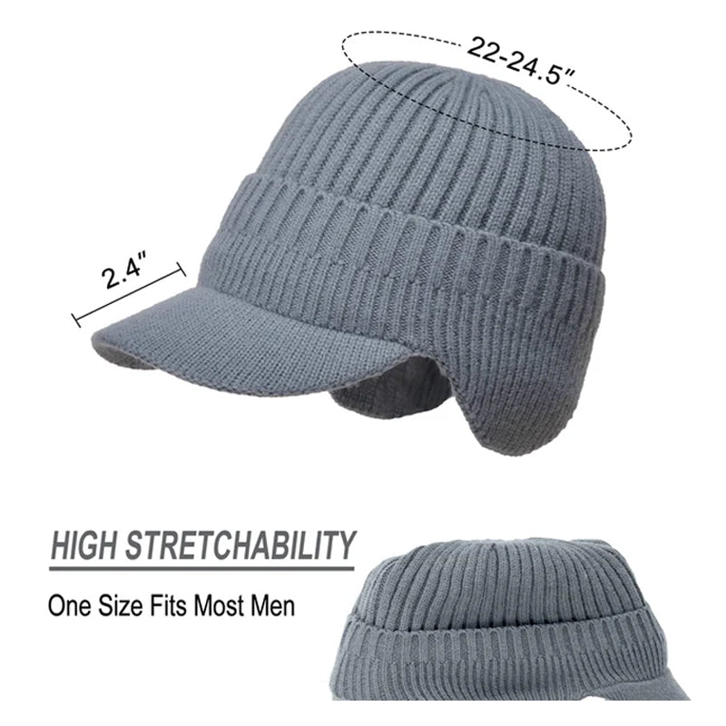 Winter Outdoor Riding Elastic Warm Ear Protection Knitted Hat for Men
