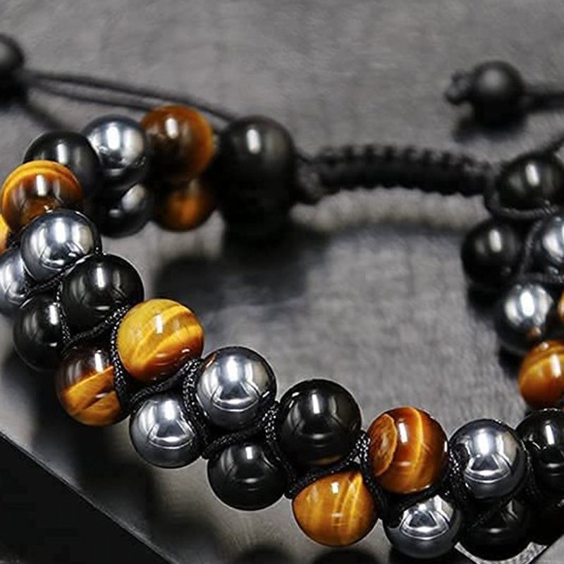 Triple Protection Bracelet-Genuine Tigers Eye Agate and  Black gallstone-The Perfect Gift