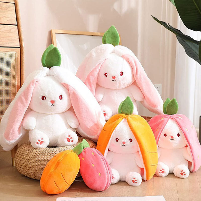 Rabbit Muppet Toys, Funny Reversible Carrot Strawberry Bunny Plush Doll