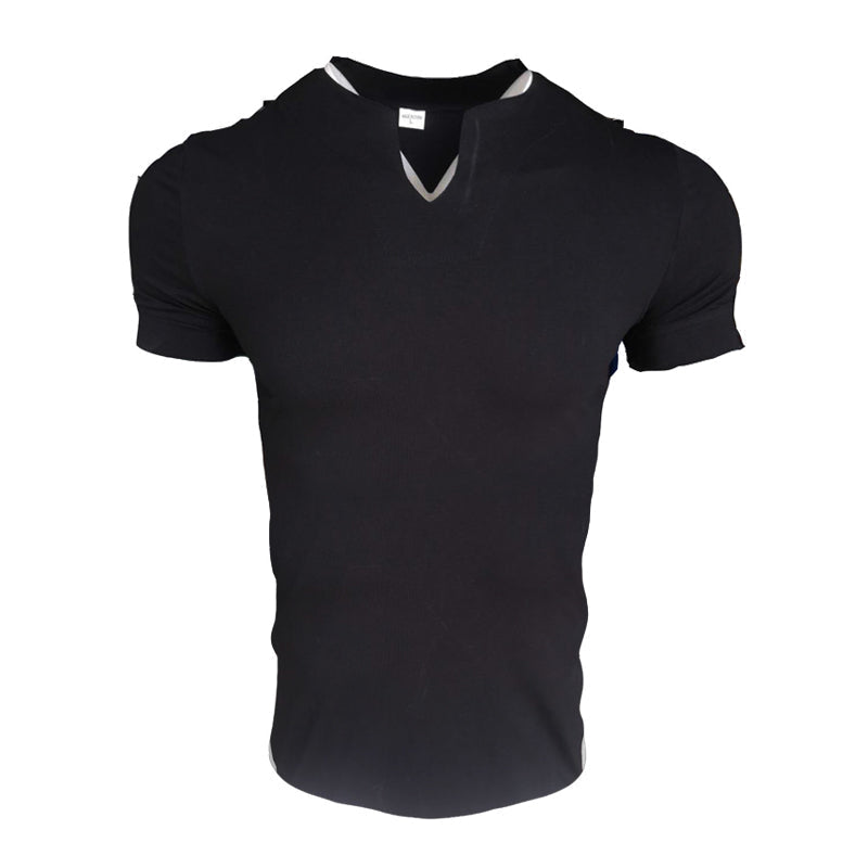 Gentlemen's Business Short Sleeve V-neck Fitness T-Shirt