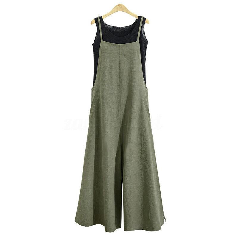 Summer Ladies Casual Loose Solid Tank Jumpsuit