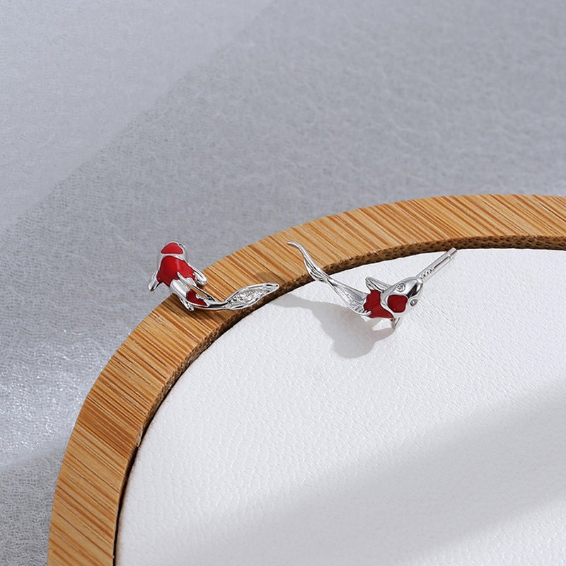 Luck, Abundance, and Perseverance - Red Koi 925 Sterling Silver Earrings