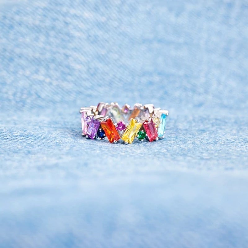 Gift to A Loved One - Rainbow Band Zircon Ring