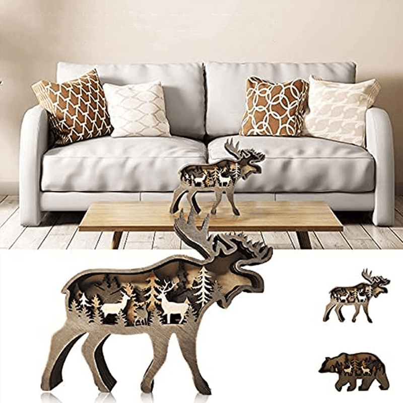 3D Creative Wooden Animal Carving Handcraft Gift