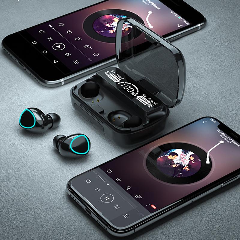 Waterproof True Wireless Stereo Bluetooth Earbuds with Smart LED Display and Big Battery