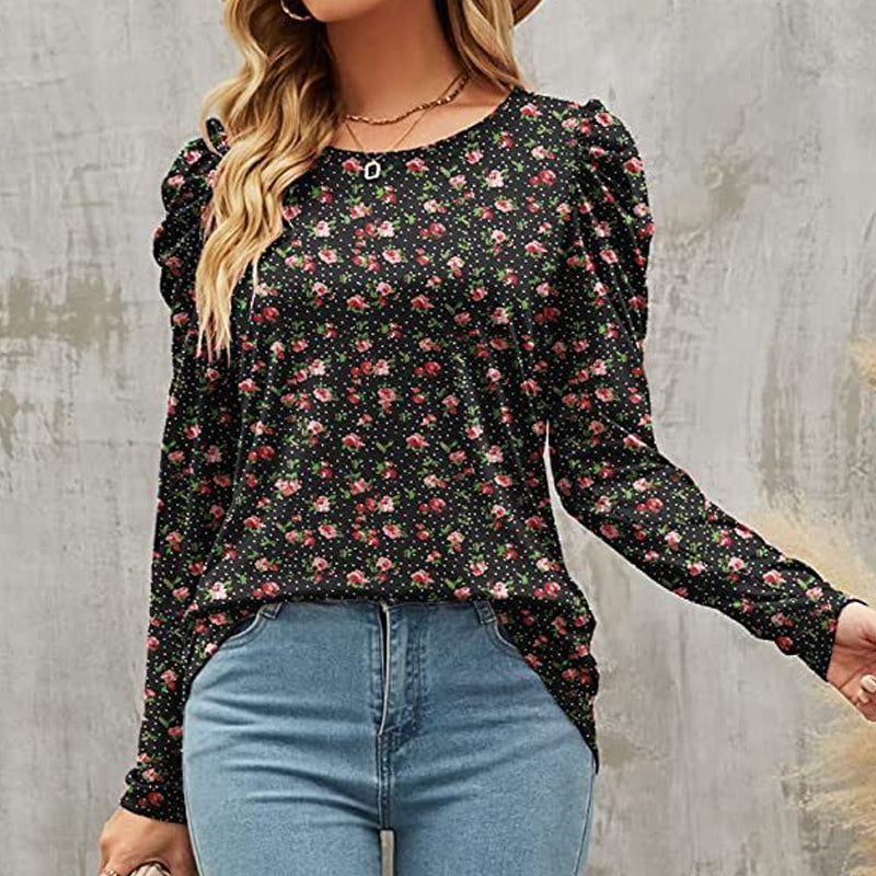 Women‘s Printed Crew Neck Belted T-shirt