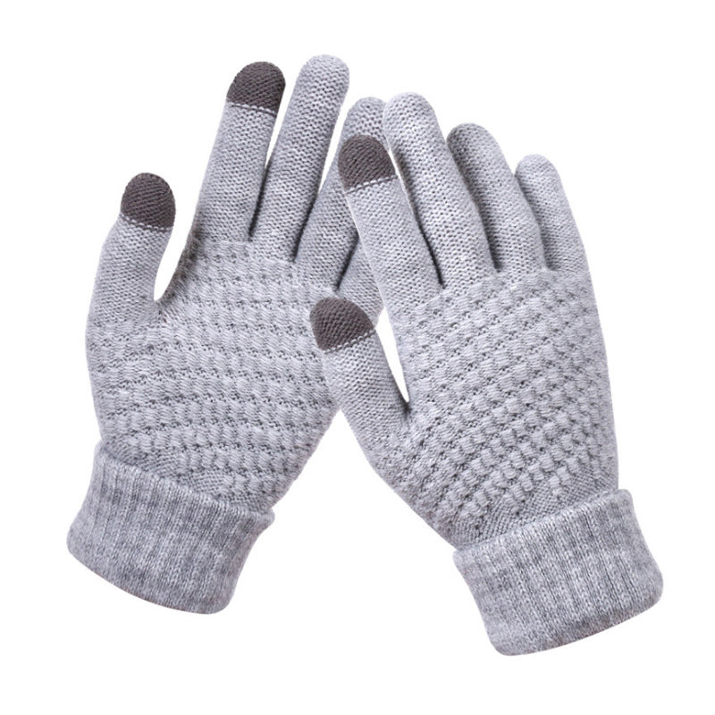 Jacquard Thick Warm Touch Screen Gloves for Women