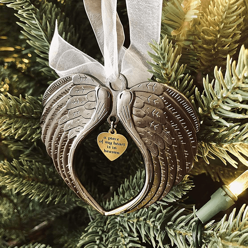 🎄Christmas Tree Memorial Ornaments Angel Wings Bell Pendant Hanging Decoration