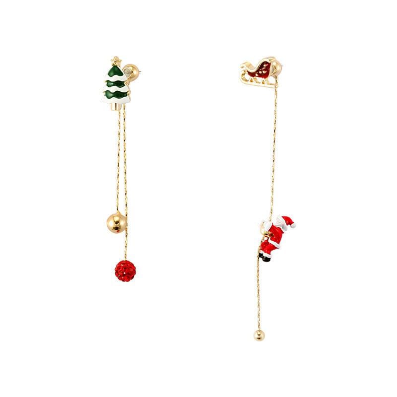 🎅Christmas Mismatched Earrings Asymmetric Climbing Santa Claus Drop Earrings