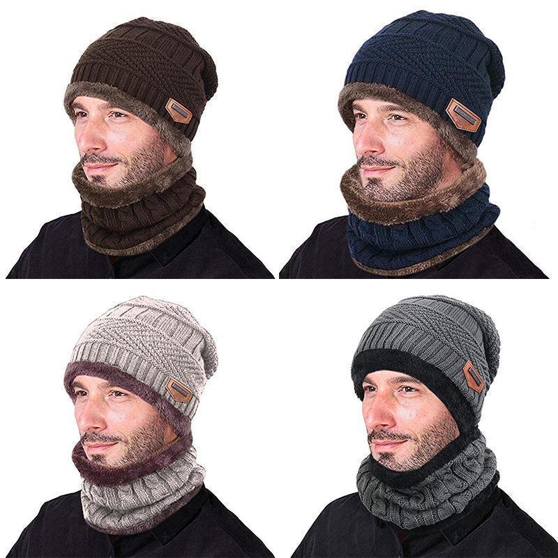 Warm Beanie Cap With Scarf Unisex