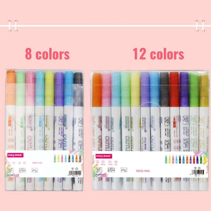 Gorgeous Double Outline Marker Pens Set (8/12 colors)