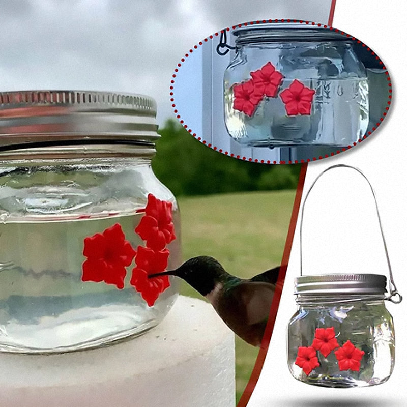 Beautiful Mason Jar Hummingbird Feeder with Three Ports