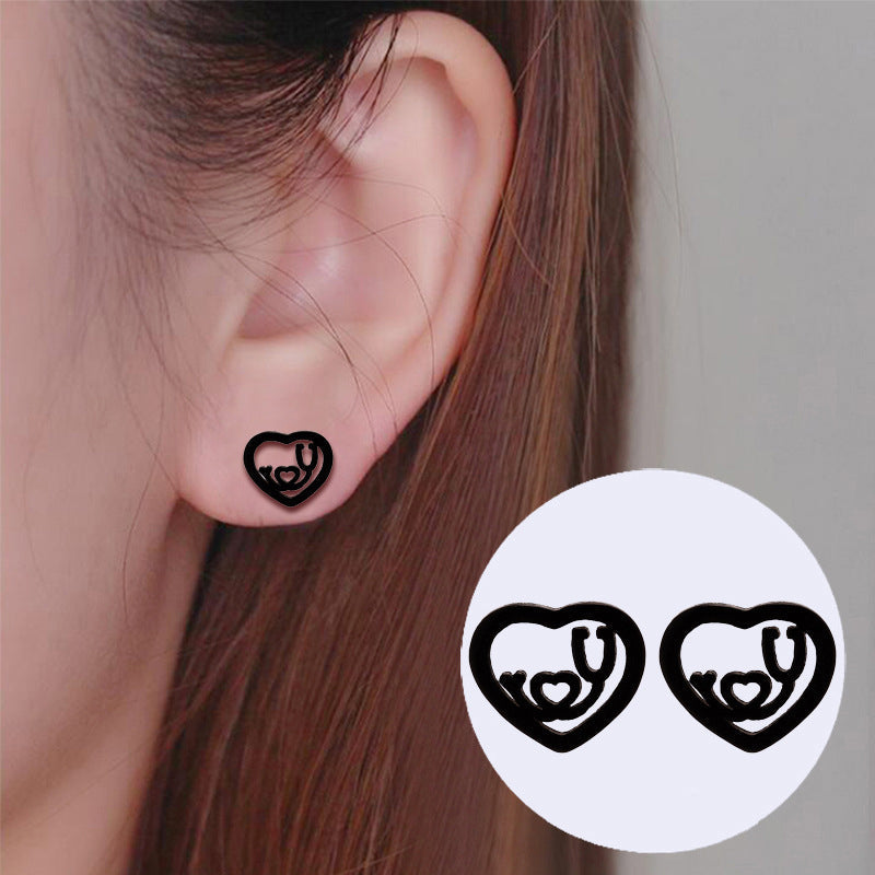 ECG Shaped Stud Earrings