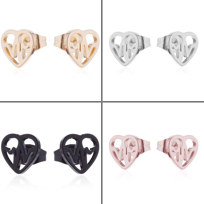 ECG Shaped Stud Earrings