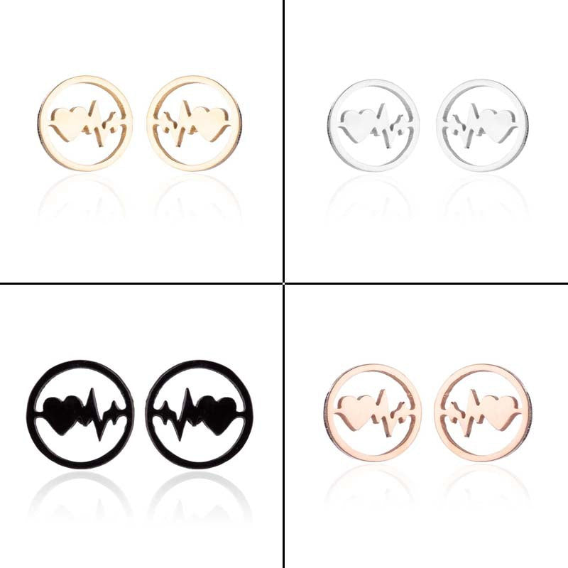 ECG Shaped Stud Earrings