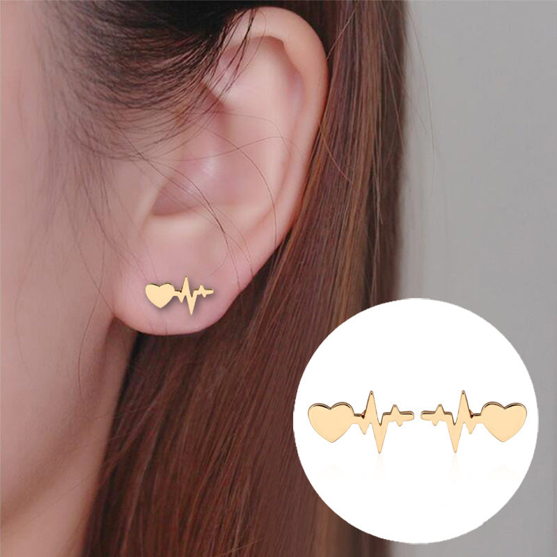 ECG Shaped Stud Earrings