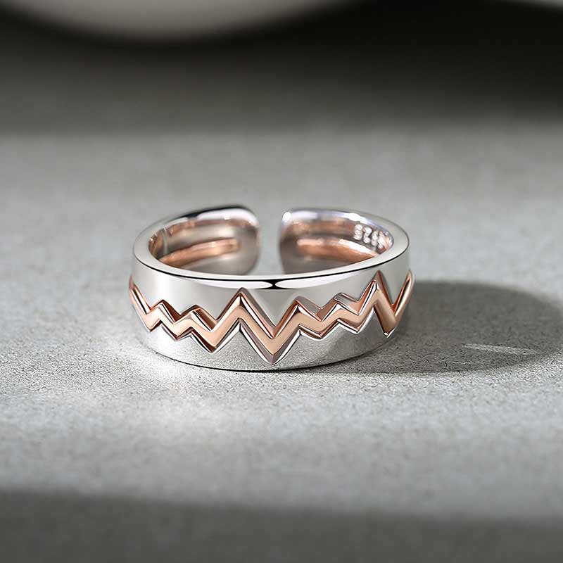 For Love - Matching Heartbeat Couple Promise Rings