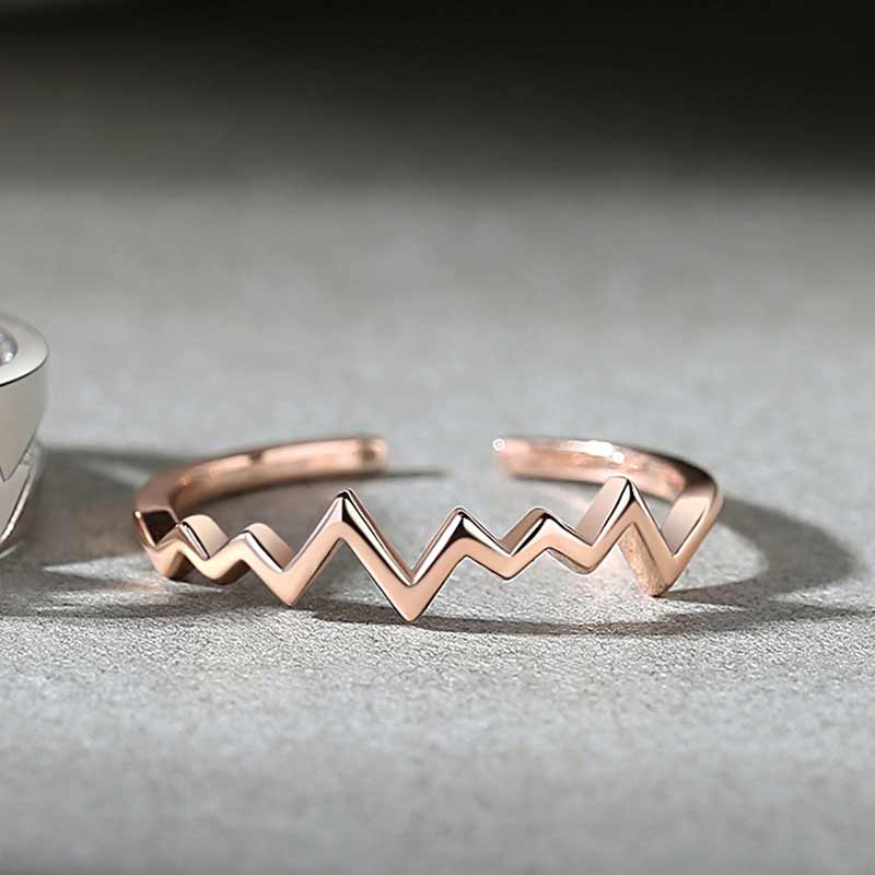 For Love - Matching Heartbeat Couple Promise Rings