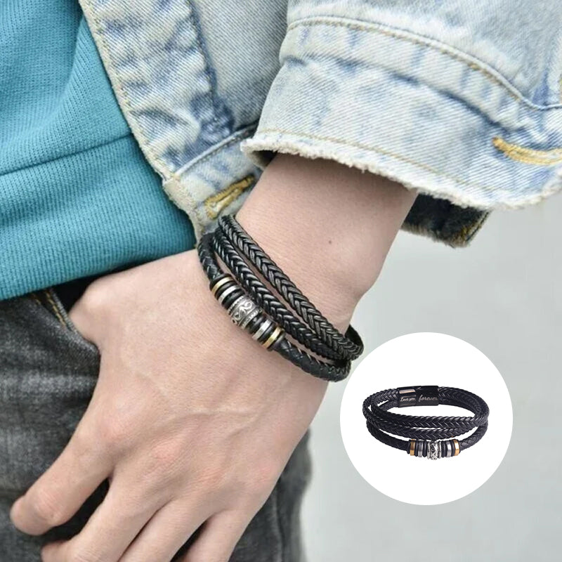 I Will Always Be With You - Fashion Men Adjustable Bracelet Double Row Wristband