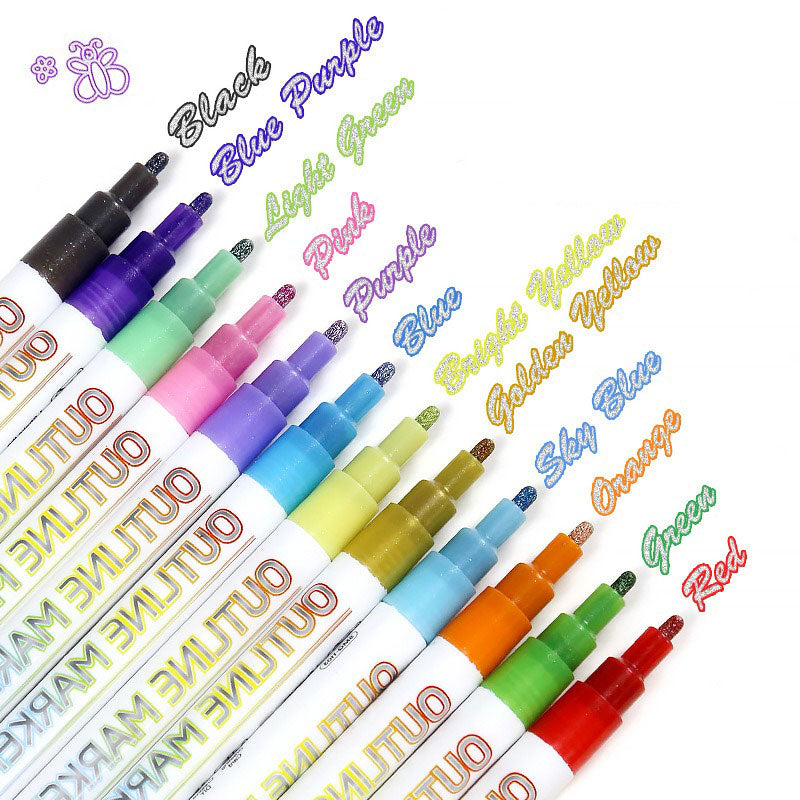 Gorgeous Double Outline Marker Pens Set (8/12 colors)